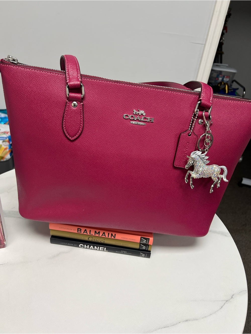 Coach Magenta Tote with Silver Hardware